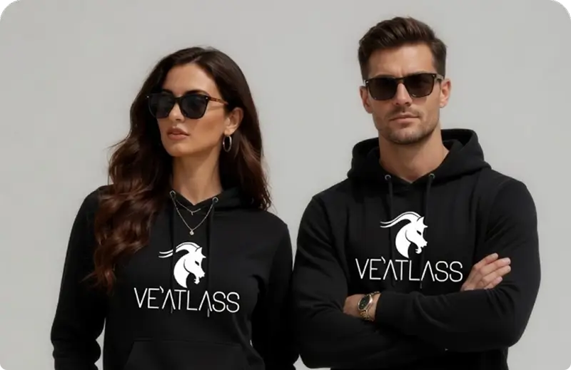 Model wearing Veatlass apparel